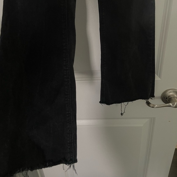 PAIGE Black High‑Rise Raw‑Hem Straight‑Leg Jeans – Women’s Size 24 Premium Denim - Picture 5 of 5